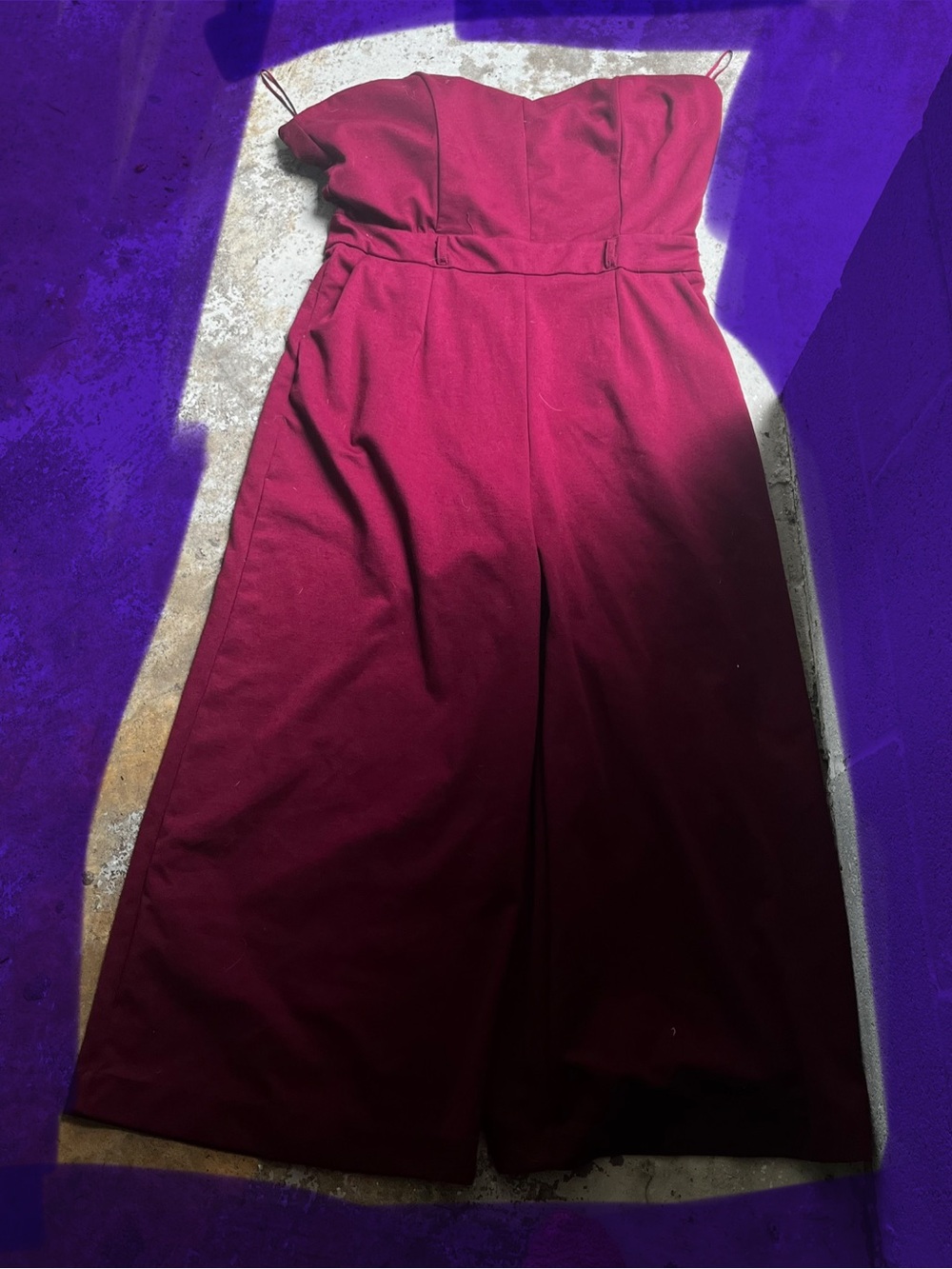 Have Burgundy Strapless Wide-Leg Jumpsuit